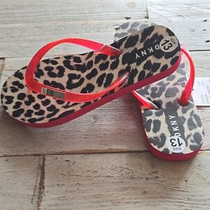New DKNY Red & Black Leopard Sandals